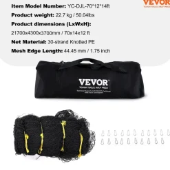 VEVOR Baseball Batting Netting, Professional Softball Baseball Batting Hitting Training Net, Practice Portable Pitching Cage Net with Door & Carry Bag, Heavy Duty Enclosed PE Netting, 70FT (NET ONLY)