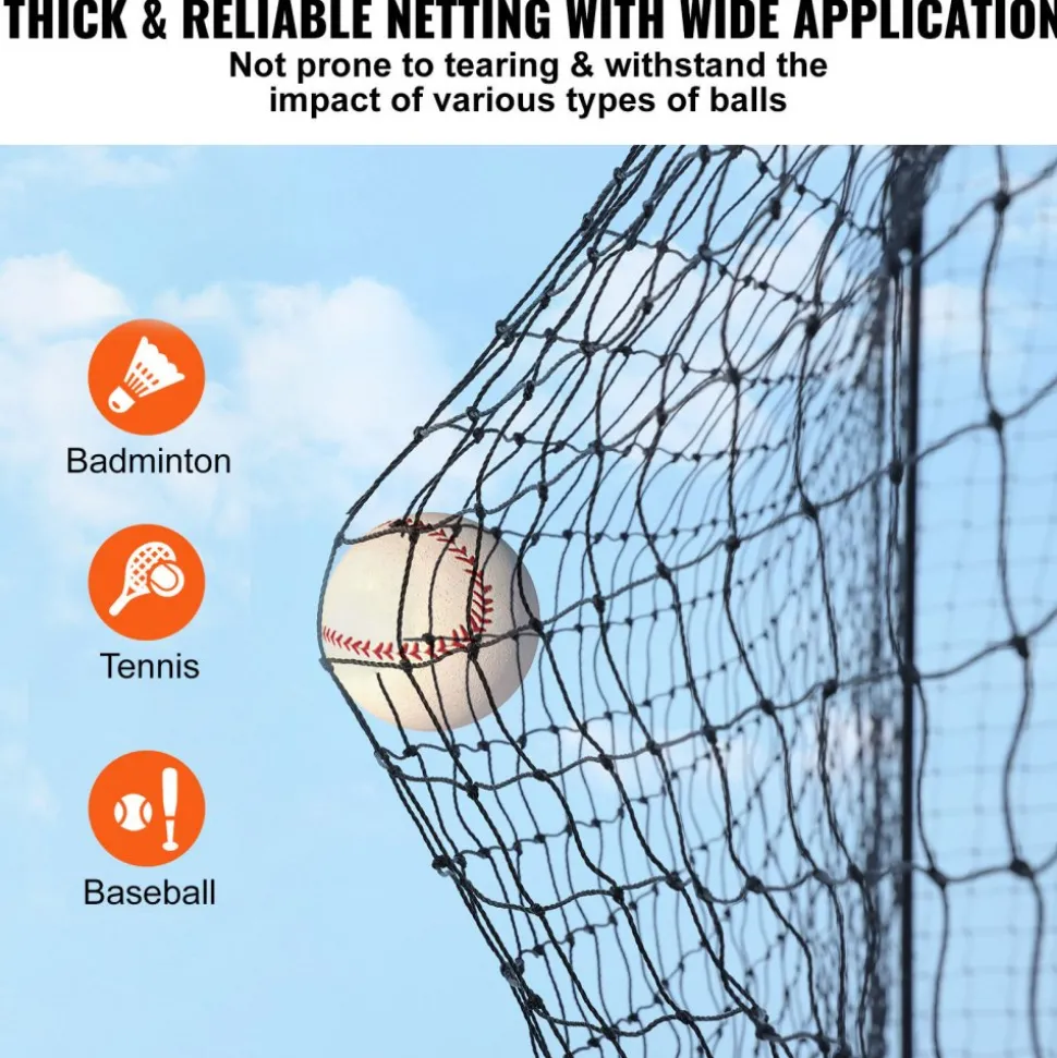 VEVOR Baseball Batting Netting, Professional Softball Baseball Batting Hitting Training Net, Practice Portable Pitching Cage Net with Door & Carry Bag, Heavy Duty Enclosed PE Netting, 70FT (NET ONLY)