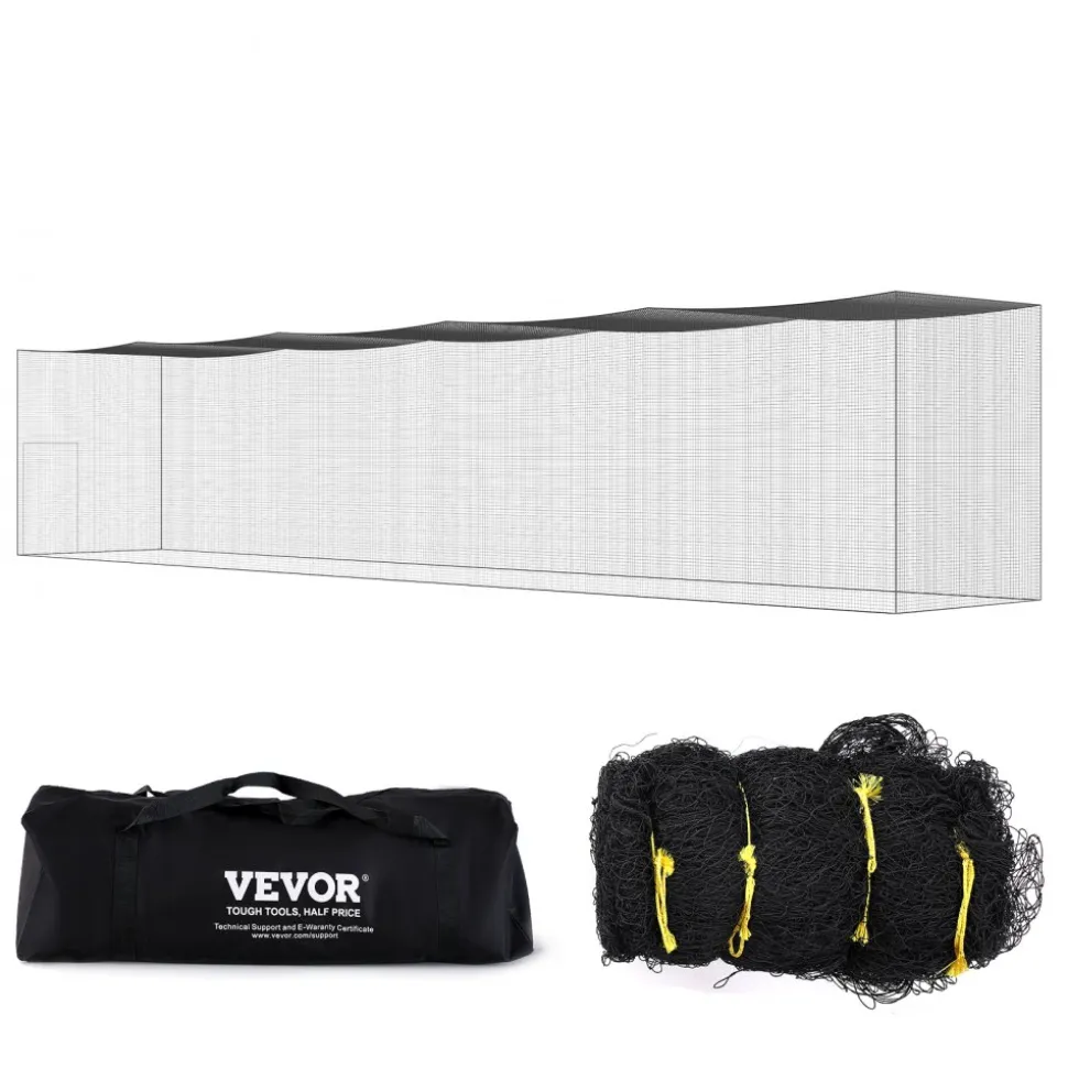 VEVOR Baseball Batting Netting, Professional Softball Baseball Batting Hitting Training Net, Practice Portable Pitching Cage Net with Door & Carry Bag, Heavy Duty Enclosed PE Netting, 70FT (NET ONLY)