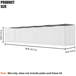 VEVOR Baseball Batting Netting, Professional Softball Baseball Batting Hitting Training Net, Practice Portable Pitching Cage Net with Door & Carry Bag, Heavy Duty Enclosed PE Netting, 70FT (NET ONLY)