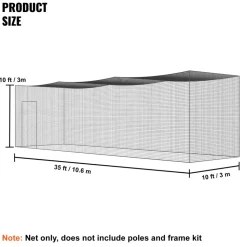 VEVOR Baseball Batting Netting, Professional Softball Baseball Batting Hitting Training Net, Practice Portable Pitching Cage Net with Door & Carry Bag, Heavy Duty Enclosed PE Netting, 35FT (NET ONLY)