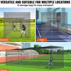 VEVOR Baseball Batting Netting, Professional Softball Baseball Batting Hitting Training Net, Practice Portable Pitching Cage Net with Door & Carry Bag, Heavy Duty Enclosed PE Netting, 35FT (NET ONLY)