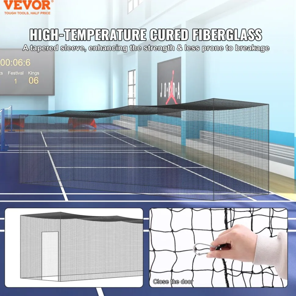VEVOR Baseball Batting Netting, Professional Softball Baseball Batting Hitting Training Net, Practice Portable Pitching Cage Net with Door & Carry Bag, Heavy Duty Enclosed PE Netting, 35FT (NET ONLY)