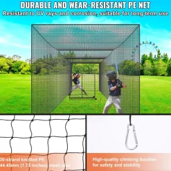 VEVOR Baseball Batting Netting, Professional Softball Baseball Batting Hitting Training Net, Practice Portable Pitching Cage Net with Door & Carry Bag, Heavy Duty Enclosed PE Netting, 35FT (NET ONLY)