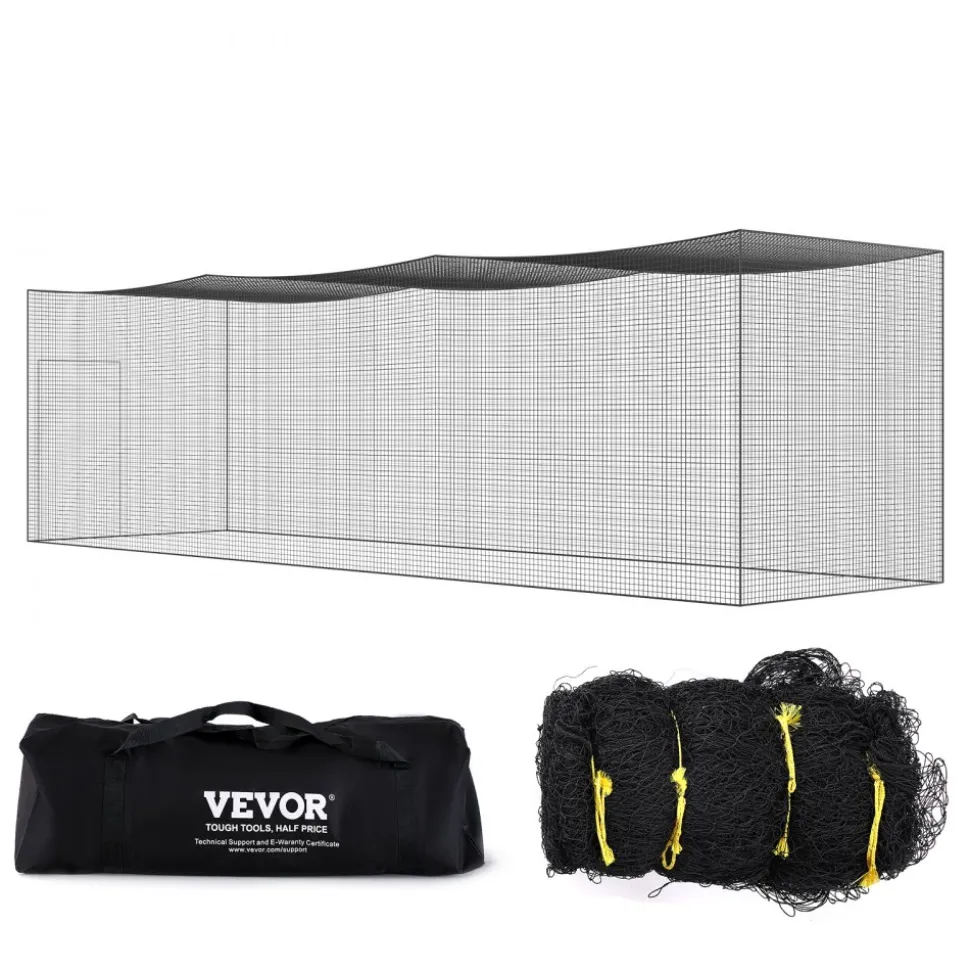 VEVOR Baseball Batting Netting, Professional Softball Baseball Batting Hitting Training Net, Practice Portable Pitching Cage Net with Door & Carry Bag, Heavy Duty Enclosed PE Netting, 35FT (NET ONLY)