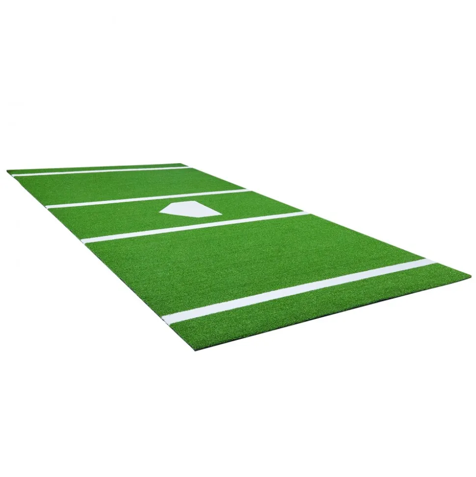 VEVOR Baseball Hitting Mat, 12x6 ft Batting Cage Mat, Batters Box Turf Mats, Softball Batting Practice Equipment with Home Plate and Anti Fade Turf, Portable Training Aid for Indoor Outdoor, Green