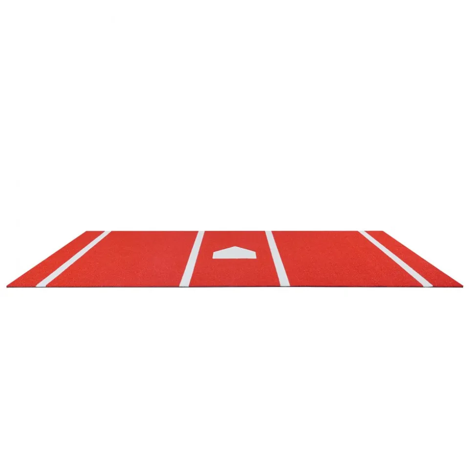 VEVOR Baseball Hitting Mat, 12x6 ft Batting Cage Mat, Batters Box Turf Mats, Softball Batting Practice Equipment with Home Plate and Anti Fade Turf, Portable Training Aid for Indoor Outdoor, Red