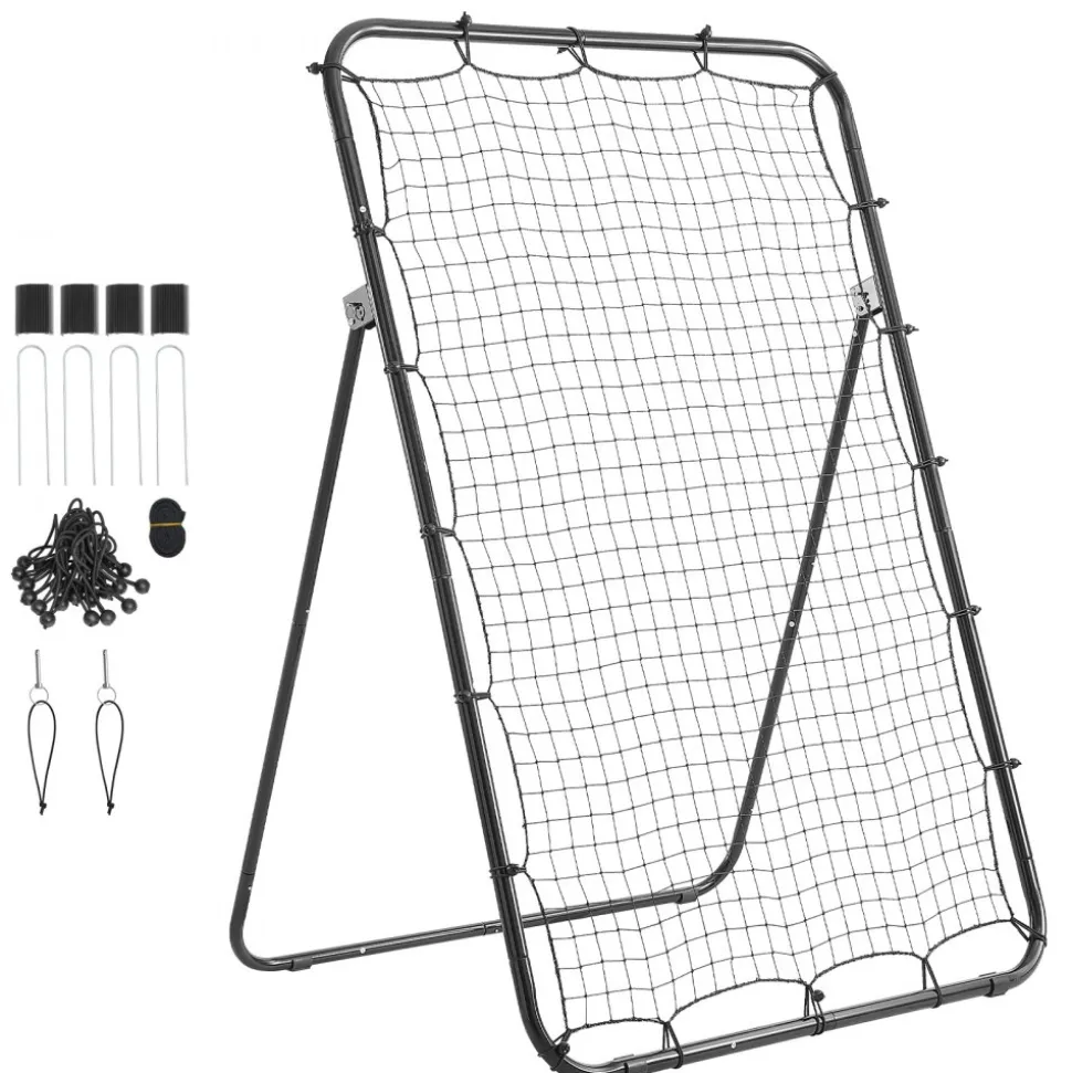 VEVOR Baseball Softball Rebounder Net 4 x 6 ft Pitch Back Trainer Target, 5 Adjustable Angles with Strike Zone, Steel Frame, Bounce Back Net for Pitching & Fielding Training, Return Practice