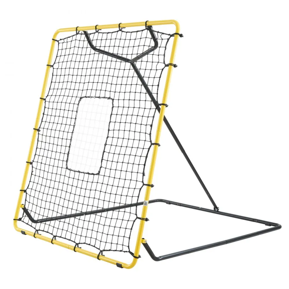 VEVOR Baseball Softball Rebounder Net 4 x 4.5 ft Pitch Back Trainer Target, 4 Adjustable Angles with Strike Zone, Steel Frame, Bounce Back Net for Pitching & Fielding Training, Return Practice