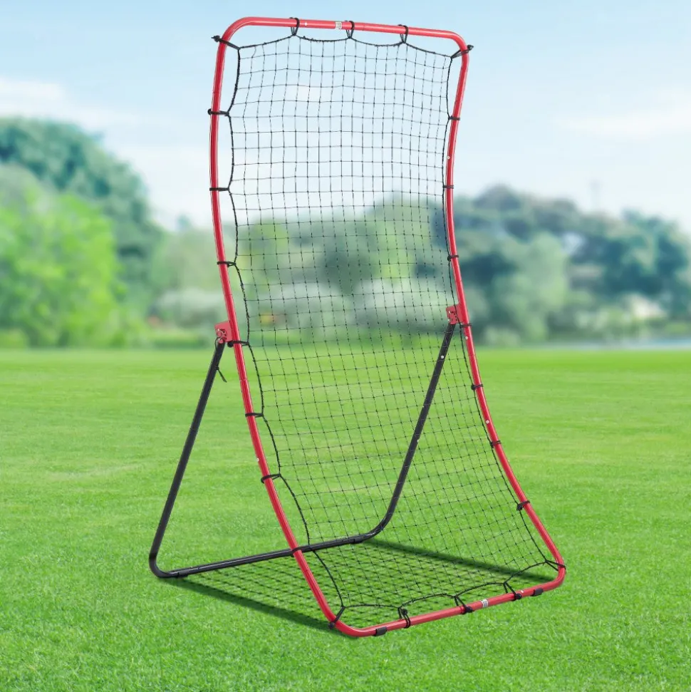 VEVOR Baseball Softball Rebounder Net 4 x 5.5 ft Pitch Back Trainer, 5 Adjustable Angles, Heavy-duty Steel Frame, All Angle Bounce Back Net for Pitching & Fielding Training Aid, Return Practice