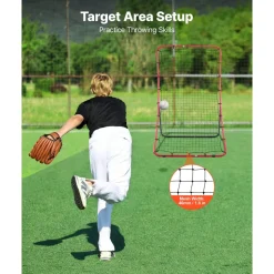 VEVOR Baseball Softball Rebounder Net 4 x 5.5 ft Pitch Back Trainer, 5 Adjustable Angles, Heavy-duty Steel Frame, All Angle Bounce Back Net for Pitching & Fielding Training Aid, Return Practice