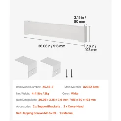 VEVOR Baseboard Heater Covers, Basic Series 3 ft Standard Electric Heating Unit Front Cover for Home Improvement, Heavy-duty Steel, Easy Installation for Bedroom Replacing Old Cover, White
