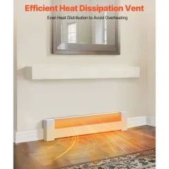 VEVOR Baseboard Heater Covers, Basic Series 3 ft Standard Electric Heating Unit Front Cover for Home Improvement, Heavy-duty Steel, Easy Installation for Bedroom Replacing Old Cover, White