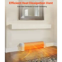 VEVOR Baseboard Heater Covers, Premium Series 3 ft Standard Electric Heating Unit Front Cover for Home Improvement, Heavy-duty Steel, Easy Installation for Bedroom Replacing Old Cover, White