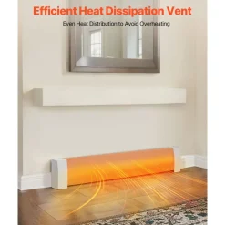 VEVOR Baseboard Heater Covers, Premium Series 4 ft Standard Electric Heating Unit Front Cover for Home Improvement, Heavy-duty Steel, Easy Installation for Bedroom Replacing Old Cover, White