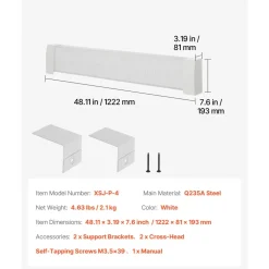 VEVOR Baseboard Heater Covers, Premium Series 4 ft Standard Electric Heating Unit Front Cover for Home Improvement, Heavy-duty Steel, Easy Installation for Bedroom Replacing Old Cover, White