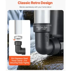 VEVOR Basement Emergency Back-Up Sump Pump, 2000GPH 0.17 HP Backup Sump Pump System, with 15V Adapter, Float Switch, 24-Hour-a-Day Monitoring Controller, Alerts, and Charger, Black