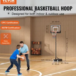 VEVOR Basketball Hoop, 5-7 ft Adjustable Height Portable Backboard System, 32 inch Basketball Hoop & Goal, Kids & Adults Basketball Set with Wheels, Stand, and Fillable Base, for Outdoor/Indoor