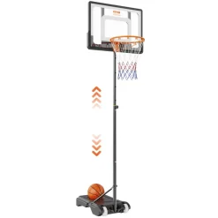 VEVOR Basketball Hoop, 5-7 ft Adjustable Height Portable Backboard System, 32 inch Basketball Hoop & Goal, Kids & Adults Basketball Set with Wheels, Stand, and Fillable Base, for Outdoor/Indoor
