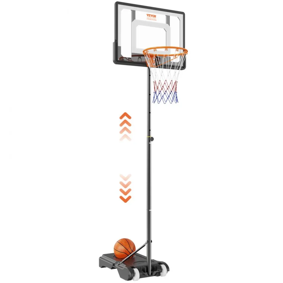 VEVOR Basketball Hoop, 5-7 ft Adjustable Height Portable Backboard System, 32 inch Basketball Hoop & Goal, Kids & Adults Basketball Set with Wheels, Stand, and Fillable Base, for Outdoor/Indoor