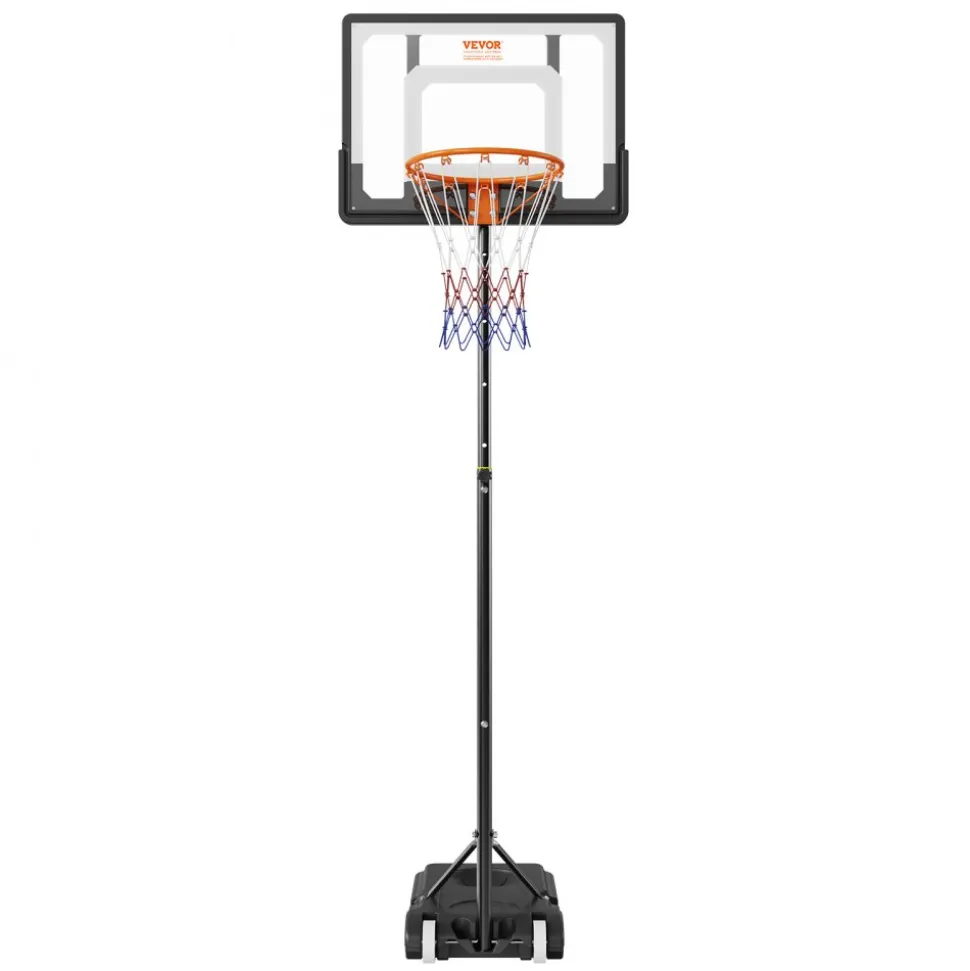 VEVOR Basketball Hoop, 5-7 ft Adjustable Height Portable Backboard System, 32 inch Basketball Hoop & Goal, Kids & Adults Basketball Set with Wheels, Stand, and Fillable Base, for Outdoor/Indoor