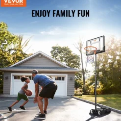 VEVOR Basketball Hoop, 5-7 ft Adjustable Height Portable Backboard System, 32 inch Basketball Hoop & Goal, Kids & Adults Basketball Set with Wheels, Stand, and Fillable Base, for Outdoor/Indoor