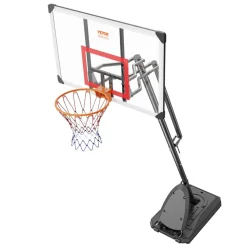 VEVOR Basketball Hoop, 7.6-10 ft Adjustable Height Portable Backboard System, 50 inch Basketball Hoop & Goal, Kids & Adults Basketball Set with Wheels, Stand, and Fillable Base, for Outdoor/Indoor