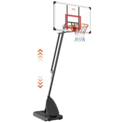 VEVOR Basketball Hoop, 7.6-10 ft Adjustable Height Portable Backboard System, 50 inch Basketball Hoop & Goal, Kids & Adults Basketball Set with Wheels, Stand, and Fillable Base, for Outdoor/Indoor