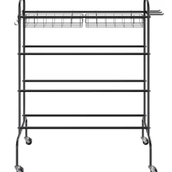 VEVOR Basketball Rack, 4-Layers Rolling Basketball Shooting Training Stand, Sports Equipment Storage Organizer with Wheels, Hooks and Baskets, Garage Ball Storage Holder for Football Soccer Volleyball