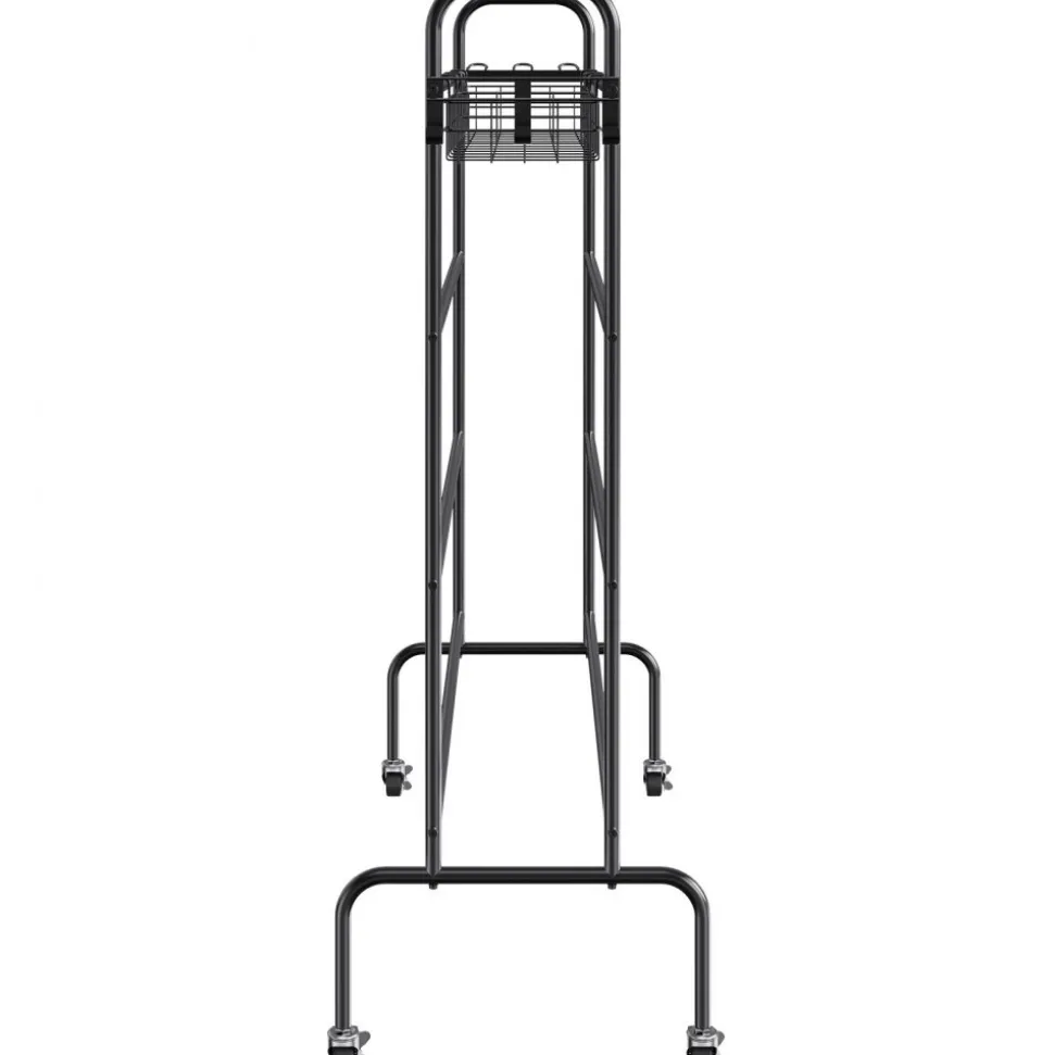 VEVOR Basketball Rack, 4-Layers Rolling Basketball Shooting Training Stand, Sports Equipment Storage Organizer with Wheels, Hooks and Baskets, Garage Ball Storage Holder for Football Soccer Volleyball
