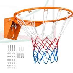 VEVOR Basketball Rim, Wall Door Mounted Basketball Hoop, Heavy Duty Q235 Basketball Flex Rim Goal Replacement with Net, Standard 18