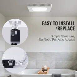 VEVOR Bathroom Exhaust Fan, 80 CFM Bathroom Vent, Low-Noise, Premium Motor Ceiling Fan, Standard 4-inch Duct Interface for Laundry Room, Storage Room, Home Ventilation, White