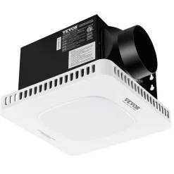 VEVOR Bathroom Exhaust Fan, 80 CFM Bathroom Vent, Low-Noise, Premium Motor Ceiling Fan, Standard 4-inch Duct Interface for Laundry Room, Storage Room, Home Ventilation, White