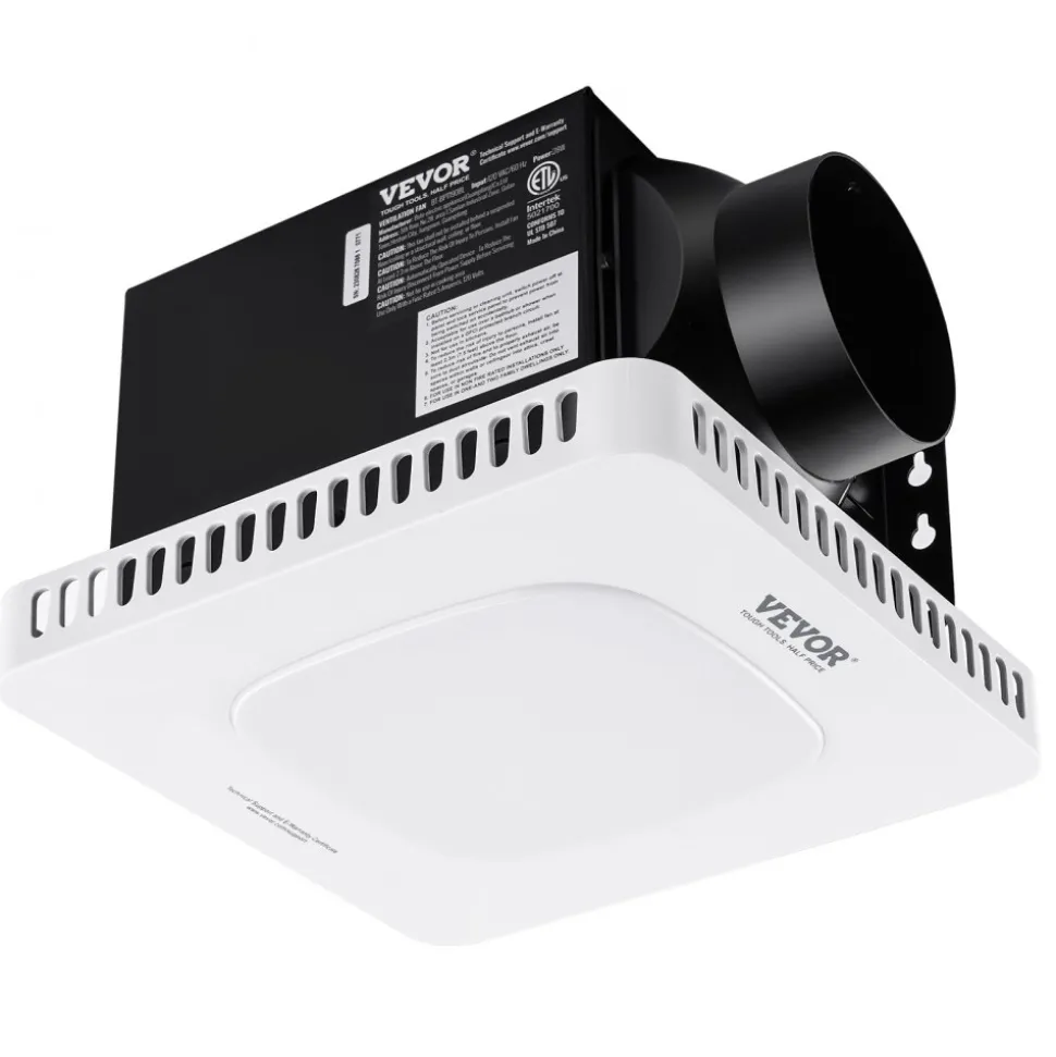 VEVOR Bathroom Exhaust Fan, 80 CFM Bathroom Vent, Low-Noise, Premium Motor Ceiling Fan, Standard 4-inch Duct Interface for Laundry Room, Storage Room, Home Ventilation, White