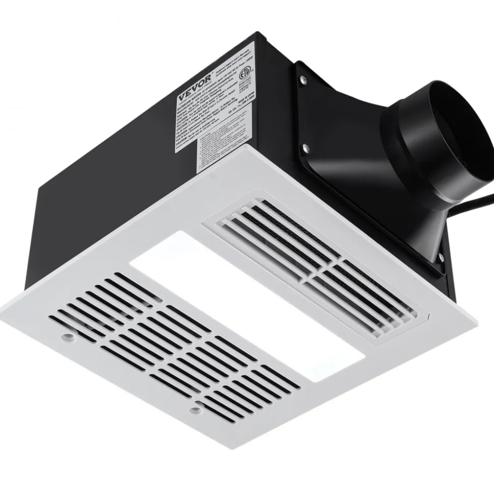 VEVOR Bathroom Exhaust Fan, 1500W Heating, 110 CFM High-Efficiency Ventilation, 1.5sones Low Noise Operation, Energy-Saving Bathroom Ceiling Fan, For Various Ceilings