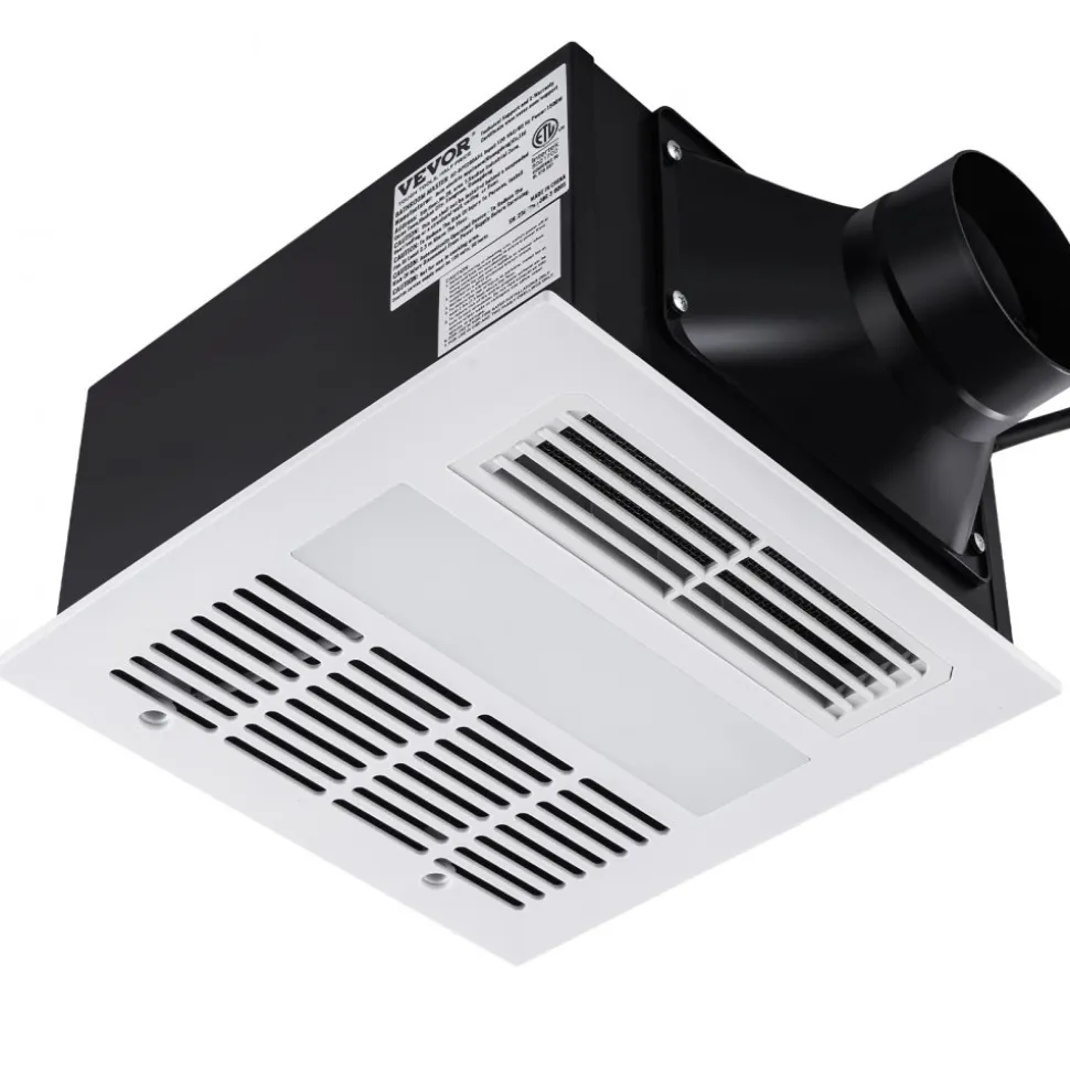 VEVOR Bathroom Exhaust Fan, 1500W Heating, 110 CFM High-Efficiency Ventilation, 1.5sones Low Noise Operation, Energy-Saving Bathroom Ceiling Fan, For Various Ceilings