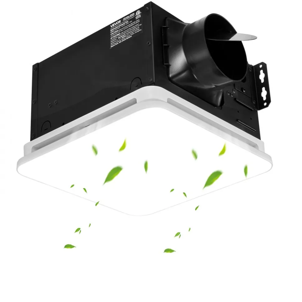 VEVOR Bathroom Exhaust Fan with LED Light, 110 CFM 4000K Bathroom Vent, 1.5 Sones Low-Noise, Premium Motor Ceiling Fan for Laundry Room, Storage Room, Home Ventilation, White