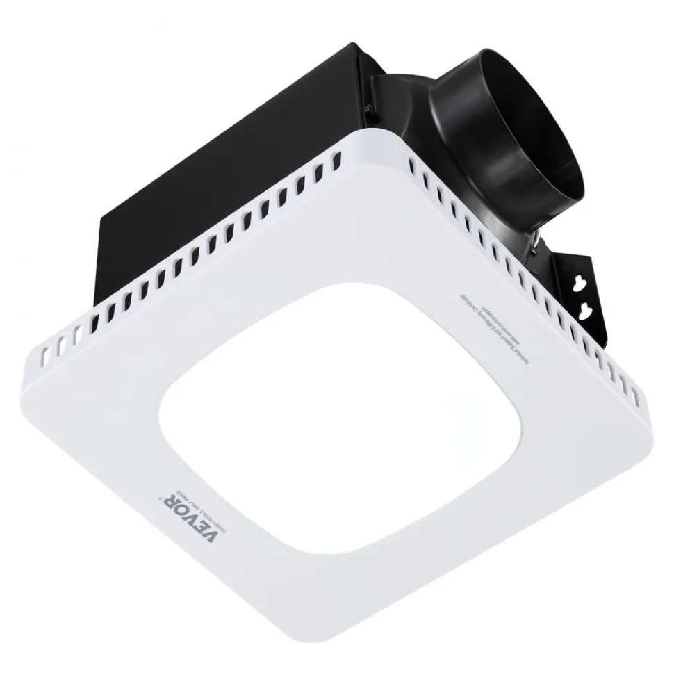 VEVOR Bathroom Exhaust Fan with LED Light, 130 CFM Bathroom Vent Three Gear Color Temp, 1.5 Sones Low-Noise, Premium AC Motor Ceiling Fan for Laundry Room, Storage Room, Home Ventilation, White