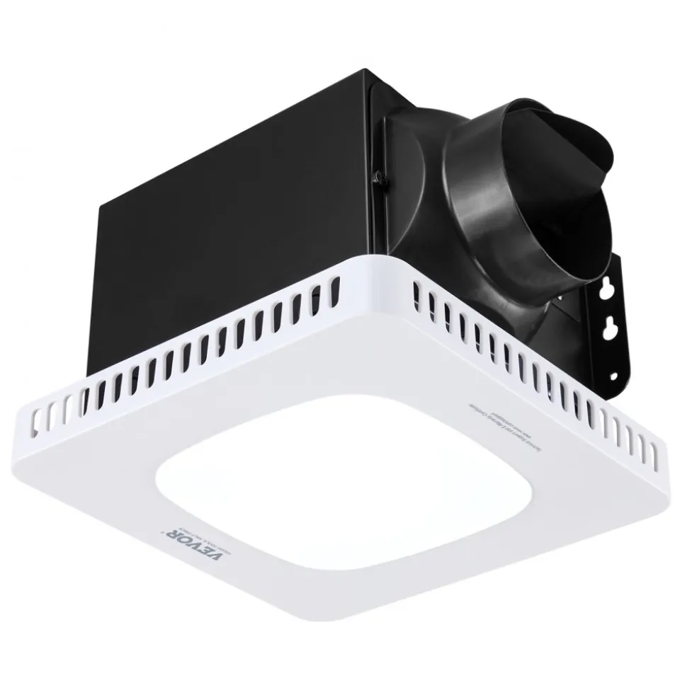 VEVOR Bathroom Exhaust Fan with LED Light, 130 CFM Bathroom Vent Three Gear Color Temp, 1.5 Sones Low-Noise, Premium AC Motor Ceiling Fan for Laundry Room, Storage Room, Home Ventilation, White