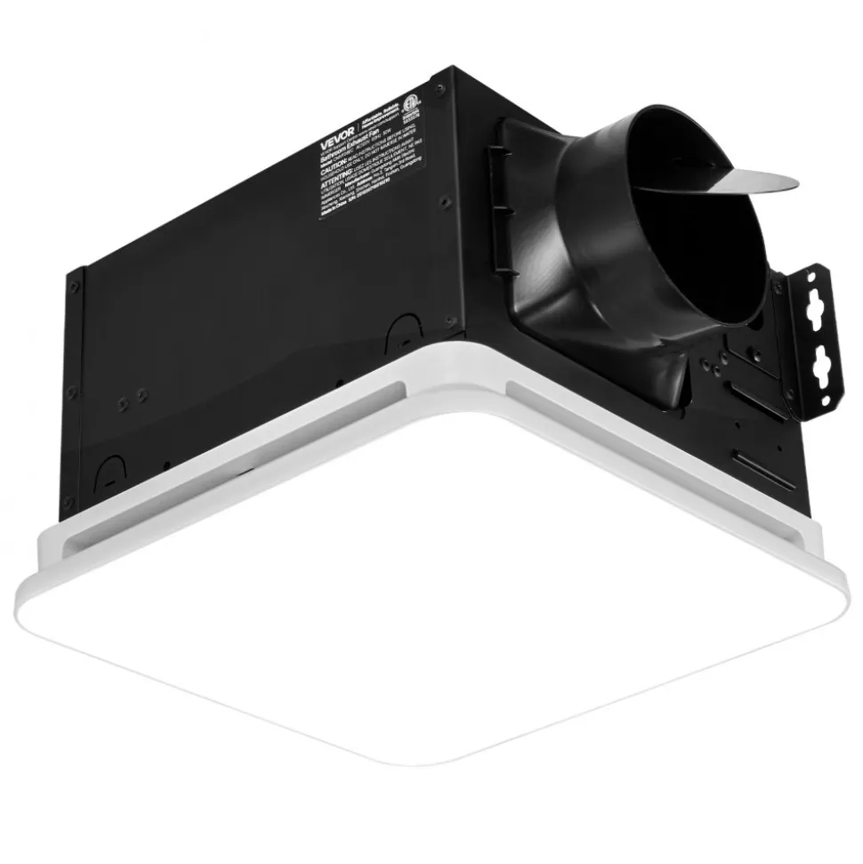 VEVOR Bathroom Exhaust Fan with LED Light, 80 CFM 4000K Bathroom Vent, 1.5 Sones Low-Noise, Premium Motor Ceiling Fan for Laundry Room, Storage Room, Home Ventilation, White