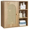 VEVOR Bathroom Wall Cabinet, Door and Adjustable Shelf with 5 Height Levels, Over the Toilet Storage Medicine Cabinet Wall Mounted, Hanging Organizer with Shelves for Laundry Room Kitchen Restroom