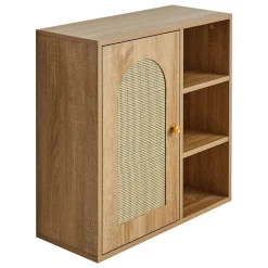 VEVOR Bathroom Wall Cabinet, Door and Adjustable Shelf with 5 Height Levels, Over the Toilet Storage Medicine Cabinet Wall Mounted, Hanging Organizer with Shelves for Laundry Room Kitchen Restroom
