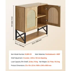 VEVOR Bathroom Wall Cabinet, with 2 Doors and Adjustable Shelf, Over the Toilet Storage Medicine Cabinet Wall Mounted, Hanging Organizer with Shelves & Open Partition for Laundry Room Kitchen Restroom