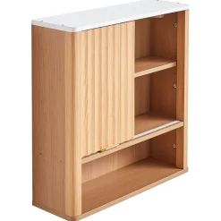 VEVOR Bathroom Wall Cabinet, with Door and Adjustable Shelf, Over the Toilet Storage Medicine Cabinet Wall Mounted, Hanging Organizer with Shelves and Open Partition for Laundry Room Kitchen Restroom