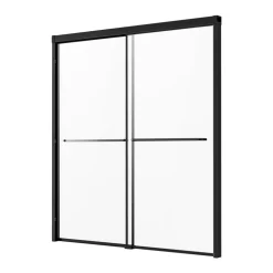 VEVOR Bathtub Shower Door, 56-60 in. W x 60 in. H, Semi-Frameless Double Sliding Tub Door, Semi-Frameless Bypass Tub Door with 1/4 in Shatterproof Tempered Glass and Stainless Steel Handle, Black