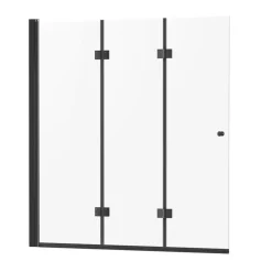 VEVOR Bathtub Shower Door, 51 in. W x 56 in. H, Frameless Foldable Hinged Shower Door, Tri-Fold Shower Glass Door with 1/4 in Tempered Glass Door, 180°Rotating and Folding Design, for Bathtub, Black