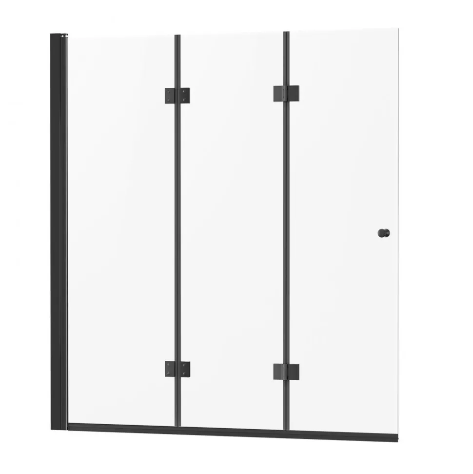 VEVOR Bathtub Shower Door, 51 in. W x 56 in. H, Frameless Foldable Hinged Shower Door, Tri-Fold Shower Glass Door with 1/4 in Tempered Glass Door, 180°Rotating and Folding Design, for Bathtub, Black