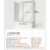 VEVOR Bathtub Shower Door 60"W x 60"H Frameless Bypass Sliding Doors Silver, 5/16" Clear Tempered Glass, Double Sliding Tub Shower Doors with 2 Stainless Steel Handles, Nano Coating, for Bathroom Tubs