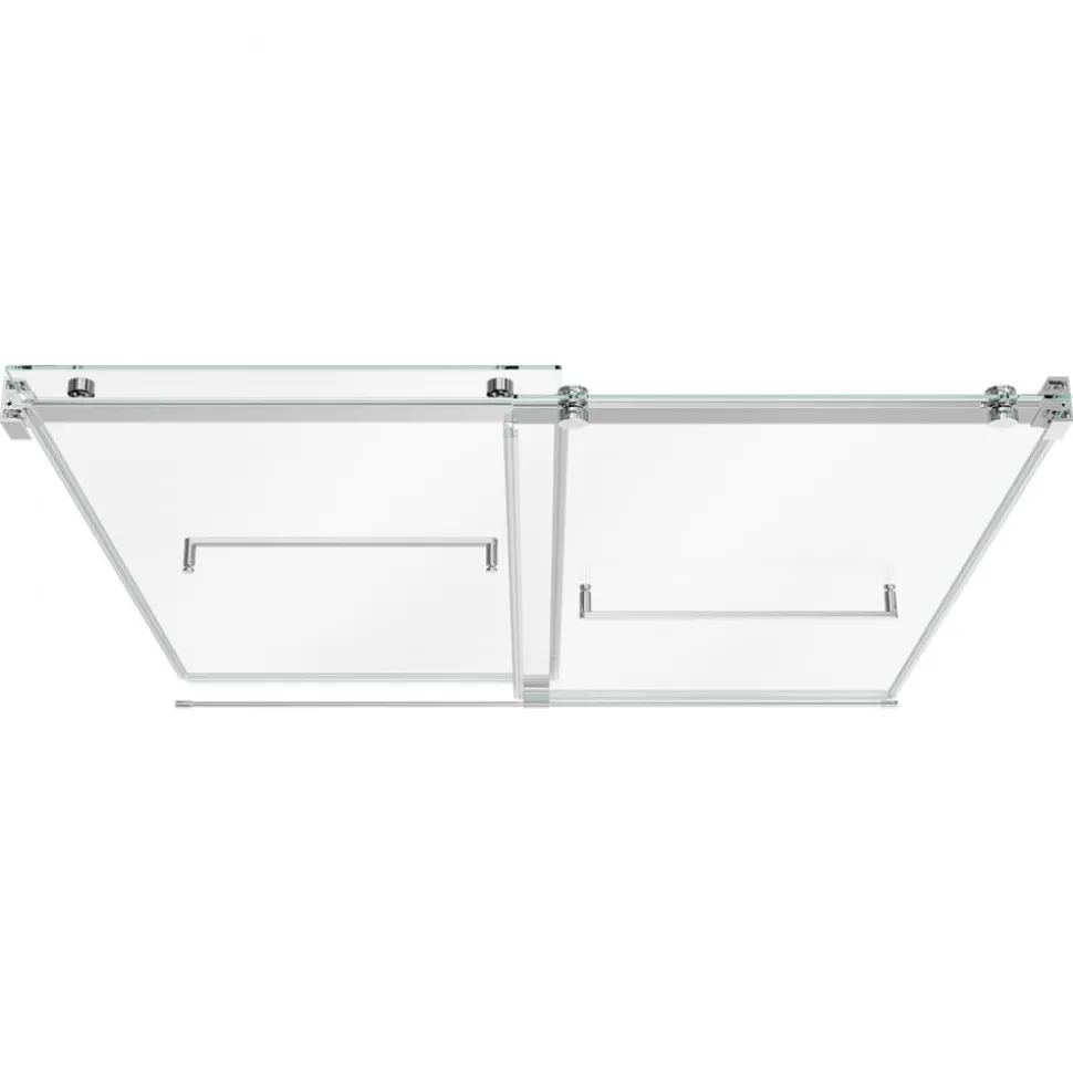 VEVOR Bathtub Shower Door 60"W x 60"H Frameless Bypass Sliding Doors Silver, 5/16" Clear Tempered Glass, Double Sliding Tub Shower Doors with 2 Stainless Steel Handles, Nano Coating, for Bathroom Tubs