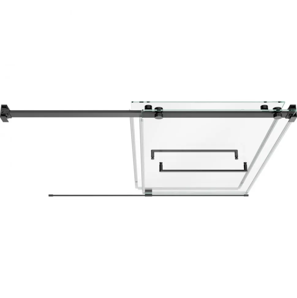 VEVOR Bathtub Shower Door 60"W x 60"H Frameless Bypass Sliding Doors Black, 5/16" Clear Tempered Glass, Double Sliding Tub Shower Doors with 2 Stainless Steel Handles, Nano Coating, for Bathroom Tubs